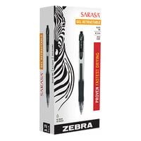 Zebra 46610 Sarasa Black Ink with Transparent Black Barrel 1mm Retractable Gel Pen   - 12/Pack