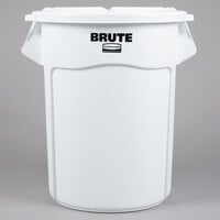 Rubbermaid BRUTE 55 Gallon White Round Trash Can and Lid