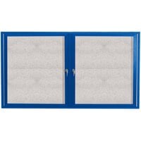 Aarco ODCC4872RB 48" x 72" Enclosed Hinged Locking 2 Door Powder Coated Blue Aluminum Outdoor Directory Board with Vinyl Tackboard