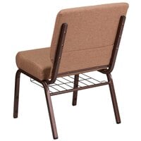 Flash Furniture FD-CH0221-4-CV-BN-BAS-GG Hercules Series Caramel 21 inch Church Chair with Book Rack and Copper Vein Frame