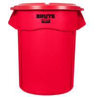 Rubbermaid BRUTE 55 Gallon Red Round Trash Can and Lid