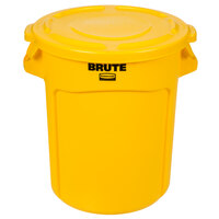 Rubbermaid BRUTE 20 Gallon Yellow Round Trash Can and Lid