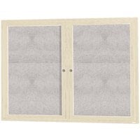 Aarco Enclosed Hinged Locking 2 Door Powder Coated Ivory Outdoor Bulletin Board Cabinet