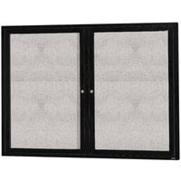 Aarco Enclosed Hinged Locking 2 Door Powder Coated Black Outdoor Bulletin Board Cabinet