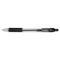 Zebra 22210 Z-Grip Black Ink with Clear Barrel 1mm Retractable Ballpoint Pen - 12/Pack