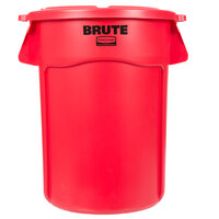 Rubbermaid BRUTE 44 Gallon Red Round Trash Can and Lid
