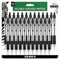 Zebra 12221 Z-Grip Black Ink with Clear Barrel 1mm Retractable Ballpoint Pen - 24/Pack