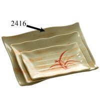 Thunder Group 2416 Gold Orchid 15 1/2" x 10 3/4" Rectangular Melamine Wave Plate - 12/Pack