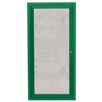 Aarco Enclosed Hinged Locking 1 Door Powder Coated Green Outdoor Bulletin Board Cabinet