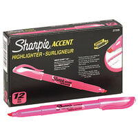 Sharpie 27009 Accent Fluorescent Pink Chisel Tip Pocket Style Highlighter - 12/Pack