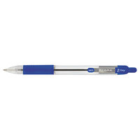Zebra 22220 Z-Grip Blue Ink with Clear Barrel 1mm Retractable Ballpoint Pen   - 12/Pack
