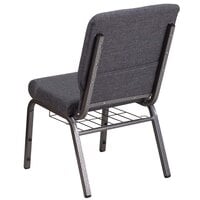 Flash Furniture FD-CH02185-SV-DKGY-BAS-GG Hercules Series Dark Gray 18 1/2 inch Church Chair with Book Rack and Silver Vein Frame