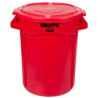 Rubbermaid BRUTE 32 Gallon Red Round Trash Can and Lid
