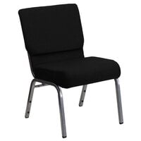 Flash Furniture XU-CH0221-BK-SV-GG Hercules Series Black 21 inch Church Chair with Silver Vein Frame