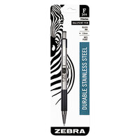 Zebra 27211 F-301 Black Ink with Stainless Steel Barrel 1mm Retractable Ballpoint Pen