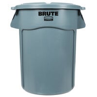 Rubbermaid BRUTE 44 Gallon Gray Round Trash Can and Lid