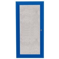 Aarco Enclosed Hinged Locking 1 Door Powder Coated Blue Outdoor Bulletin Board Cabinet