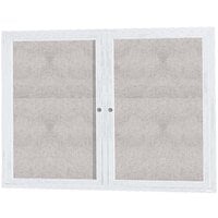 Aarco ODCC3648RW 36 inch x 48 inch Enclosed Hinged Locking 2 Door Powder Coated White Outdoor Bulletin Board Cabinet