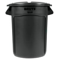 Rubbermaid BRUTE 32 Gallon Black Executive Round Trash Can and Lid