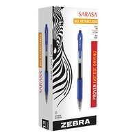 Zebra 46820 Sarasa Blue Ink with Transparent Blue Barrel 0.7mm Retractable Roller Ball Gel Pen - 12/Pack