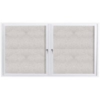 Aarco ODCC4872RW 48" x 72" Enclosed Hinged Locking 3 Door Powder Coated White Outdoor Bulletin Board Cabinet
