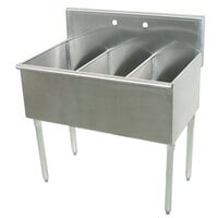 Advance Tabco 4-3-36 Three Compartment Stainless Steel Commercial Sink - 36"