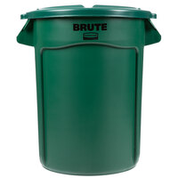 Rubbermaid BRUTE 32 Gallon Green Round Trash Can and Lid