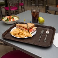 Carlisle CT141869 Cafe 14 inch x 18 inch Chocolate Brown Standard Plastic Fast Food Tray