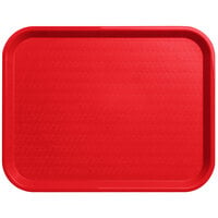 Carlisle CT141805 Cafe 14 inch x 18 inch Red Standard Plastic Fast Food Tray
