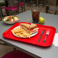 Carlisle CT141805 Cafe 14 inch x 18 inch Red Standard Plastic Fast Food Tray