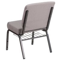 Flash Furniture FD-CH0221-4-SV-GYDOT-BAS-GG Hercules Series Gray Dot 21 inch Church Chair with Book Rack and Silver Vein Frame