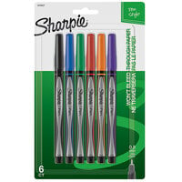 Sharpie 1976527 Assorted Ink with Assorted Barrel Color 0.8mm Water Resistant Plastic Point Stick Pen - 6/Set