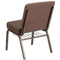 Flash Furniture FD-CH0221-4-GV-BNDOT-BAS-GG Hercules Series Brown Dot 21 inch Church Chair with Book Rack and Gold Vein Frame
