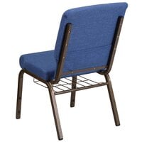 Flash Furniture FD-CH0221-4-GV-BLUE-BAS-GG Hercules Series Blue 21 inch Church Chair with Book Rack and Gold Vein Frame