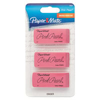 Paper Mate 70501 Large Pink Pearl Eraser - 3/Pack