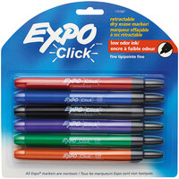 Expo 1751667 Click Assorted 6-Color Fine Point Retractable Dry Erase Marker Set