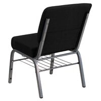 Flash Furniture XU-CH0221-BK-SV-BAS-GG Hercules Series Black 21 inch Church Chair with Book Rack and Silver Vein Frame