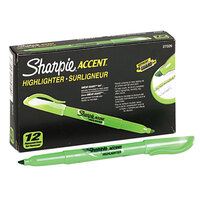 Sharpie 27026 Accent Fluorescent Green Chisel Tip Pocket Style Highlighter - 12/Pack