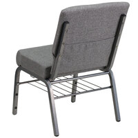 Flash Furniture XU-CH0221-GY-SV-BAS-GG Hercules Series Gray 21 inch Church Chair with Book Rack and Silver Vein Frame
