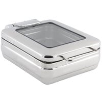 Bon Chef 20308 4 Qt. Stainless Steel Hinged Top Half Size Induction Chafer with Glass Window