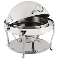 Bon Chef 17000CH Elite Round 8 Qt. Dripless Round Stainless Steel with Chrome Accents Roll Top Chafer with Renaissance Legs