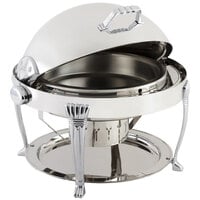 Bon Chef 12009CH Elite Round 8 Qt. Dripless Round Stainless Steel with Chrome Accents Roll Top Chafer with Aurora Legs