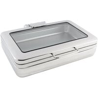 Bon Chef 20307 8 Qt. Stainless Steel Hinged Top Full Size Induction Chafer with Glass Window