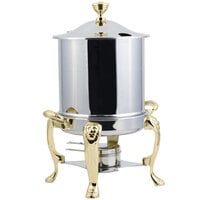Bon Chef 38001HL Lion Petite 8 Qt. Stainless Steel with Brass Accents Hinged Top Marmite Chafer