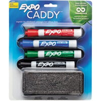 Expo 1785294 Assorted 4-Color Chisel Tip Dry Erase Marker Set with Mountable Whiteboard Caddy