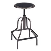 Safco 6665 Diesel Series Pewter Industrial Stool with Leather Seat