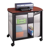 Safco 1859BL Impromptu Black / Cherry Deluxe Machine Stand with Shelf and Doors - 34 3/4 inch x 25 1/2 inch x 30 3/4 inch