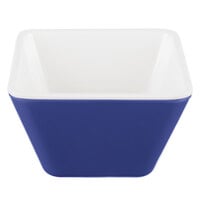 Vollrath V2220030 5 oz. Blue / White Extra-Small Square Melamine Bowl