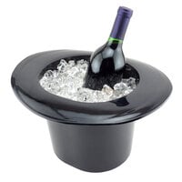 Franmara 9048 5 Qt. Black Customizable Single-Bottle Top Hat Wine Bucket