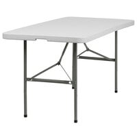 Flash Furniture DAD-YCZ-152Z-GG 30" x 60" Rectangular Granite White Bi-Fold Plastic Folding Table
